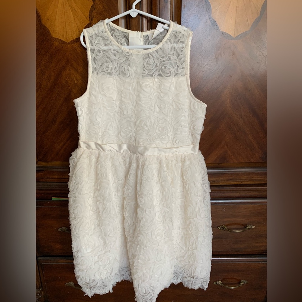 Roses design Ivory Rosettes Bridesmaid Formal Wedding dress 16 juniors